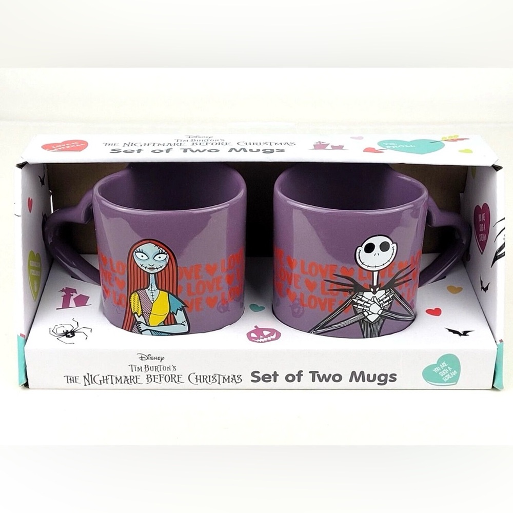 Disney’s Tim Burton’s Nightmare Before Christmas - Set of Purple Heart‎ Mugs